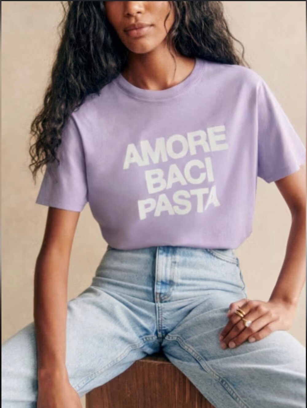 Sezane AMORE BACI PASTA Tee Size M NWOT